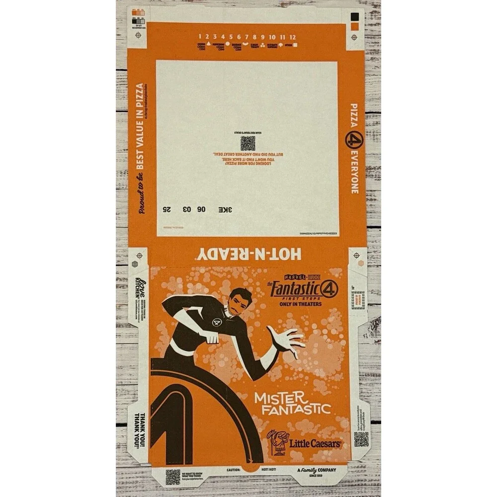 Fantastic Four Little Caesars Pizza Box – Mr. Fantastic Art Deco Design New